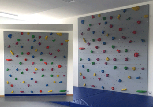 Fix montierte 3×3 Boulderwand mit Wendematten