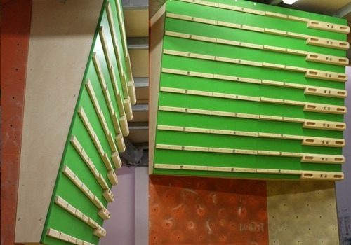 4 bahniges, 2,4m breites Campusboard mit 10 Leistenebenen