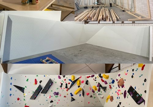 4m hohe, freistehende 11x9m Boulderwand im Climbing Center Courmayeur