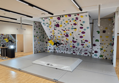 Große Kippwand mit mitlaufendem Deckenpaneel für die Universität Krems